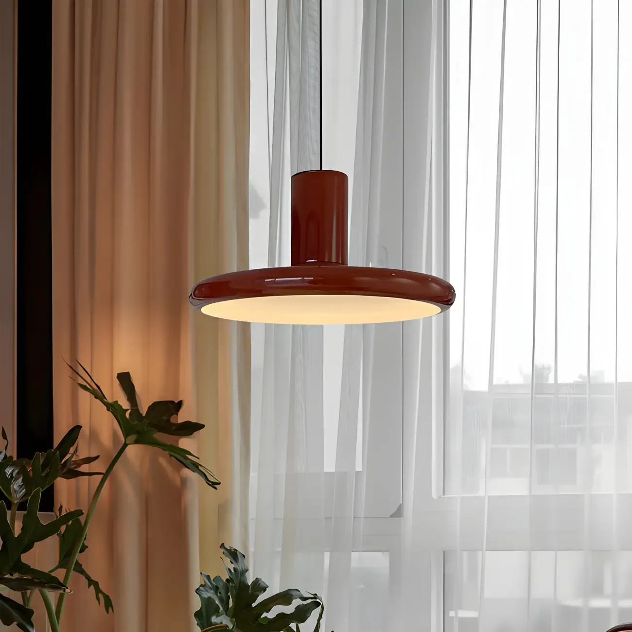 Modern Red Iron UFO Hanging Pendant Light