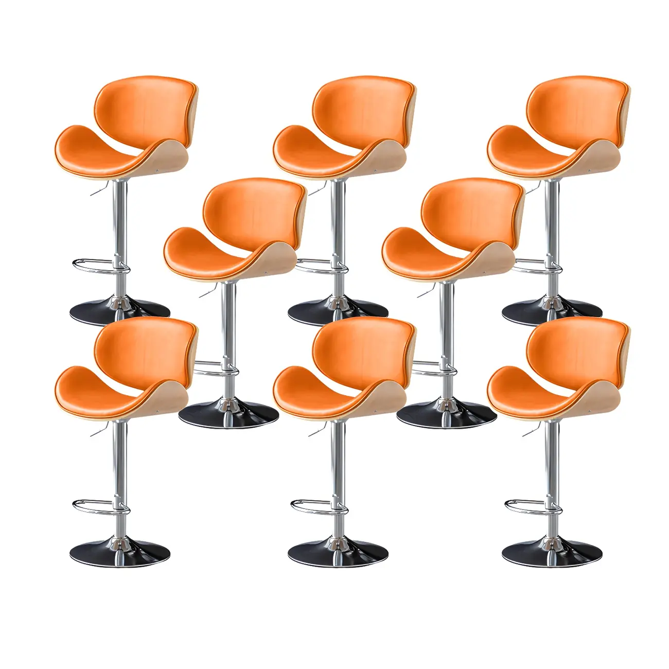 Arched Blackish Green Leather Swivel Adjustable Bar Stool