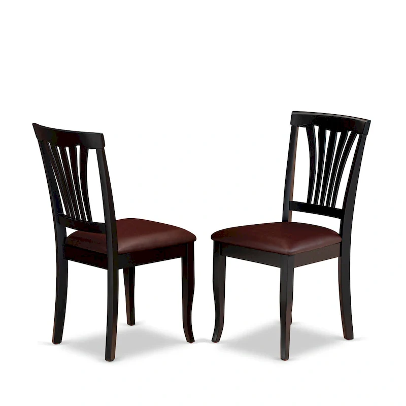 7-Piece Round Kitchen Dining Table Set with 6 Chairs - Black & Cherry