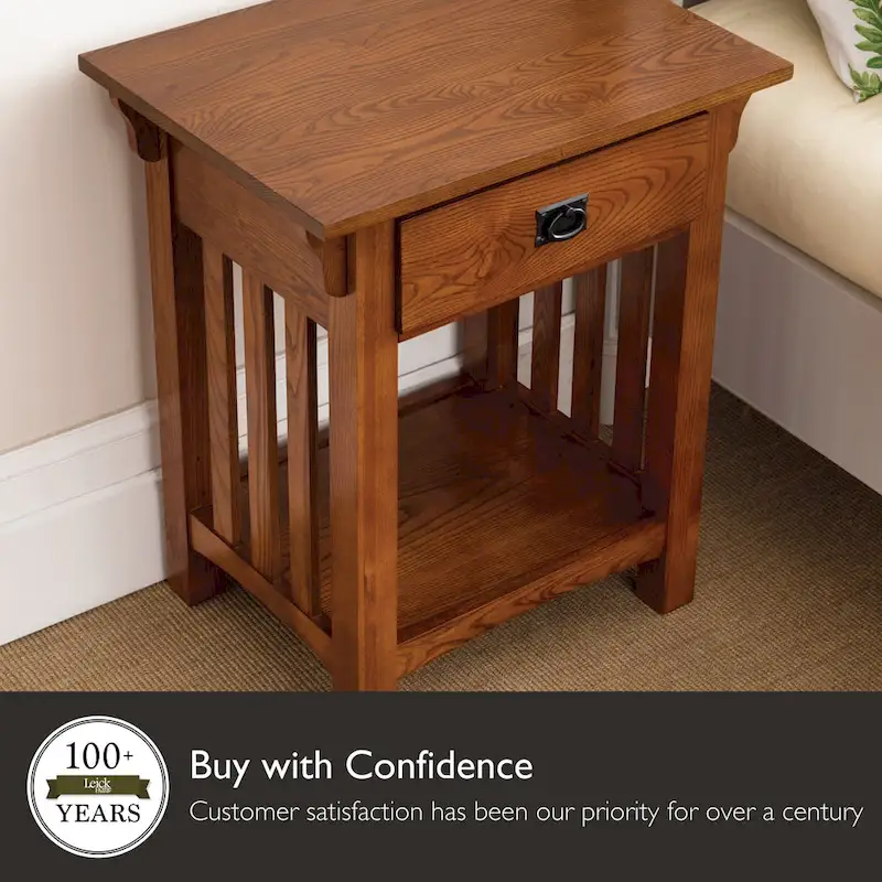 End Table with Drawer - Medium Oak, Mission Style, Single User