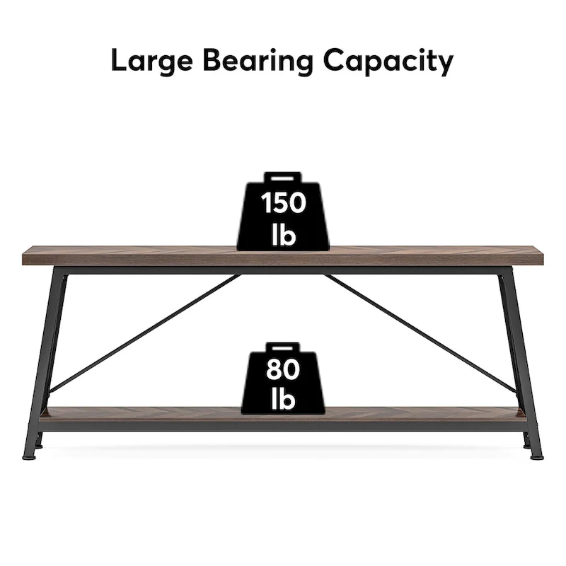 70.9 Inch Extra Long Sofa Table, Industrial Entry Console Table