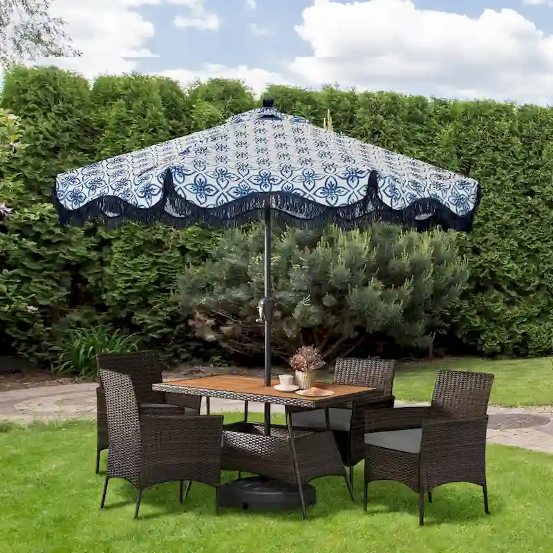 Teamson Home - 5-piece Brown Rattan Patio Dining Set - 47L x 27.6W x 29H