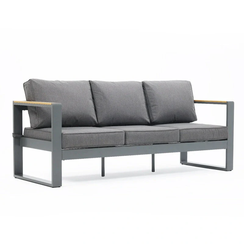 Aoodor Patio Furniture 3 Seater Aluminum Sofa Couch Deep Seat