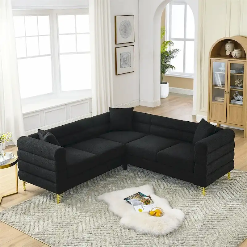 81.5 Oversized 5-Seater L-Shaped Sectional Corner Sofa w/ 3 Cushions