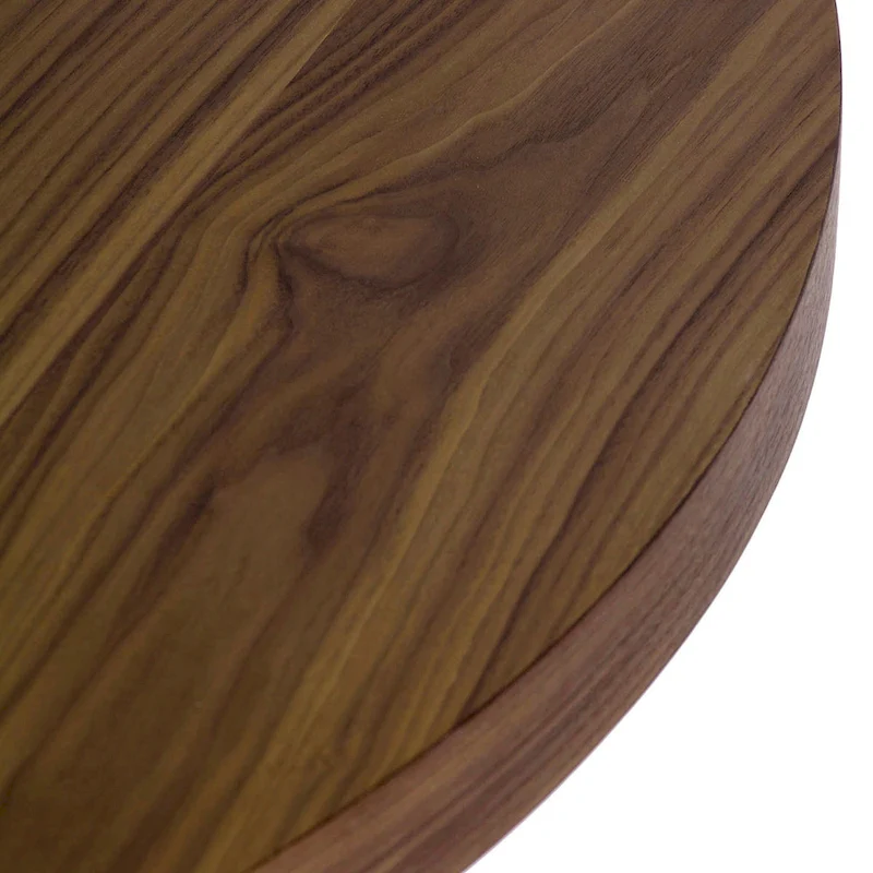 Emi 47 Inch Round Dining Table, X- Cross Brushed Steel, Walnut Brown Wood