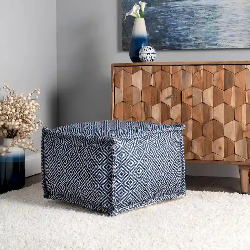 Aztec Print Indoor/Outdoor Ottoman Pouf