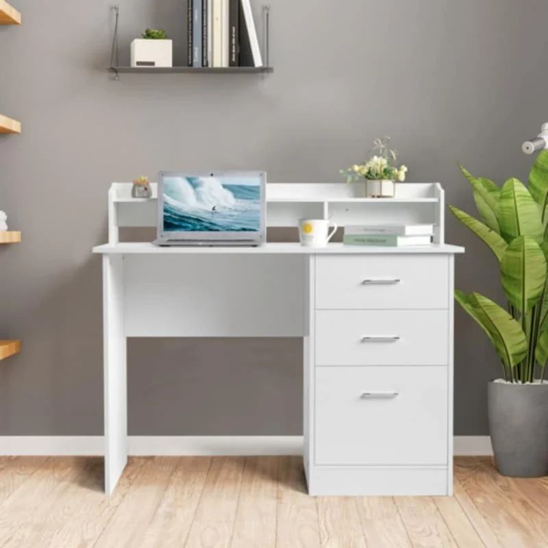Three-drawers Wood Grain Particleboard Computer Desk