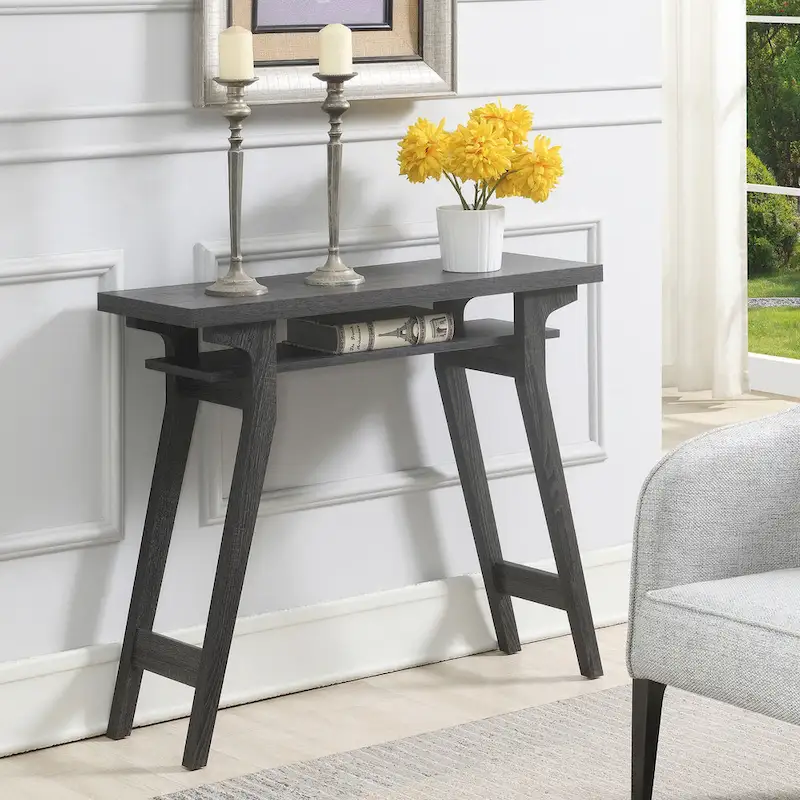Control console table with shelves