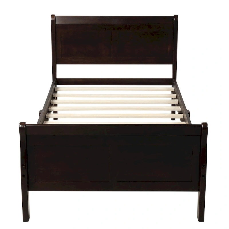 Twin/Full/Queen Wood Frame Sleigh Bed with Footboard