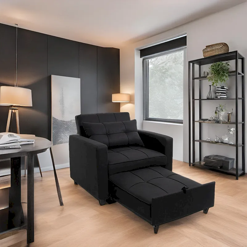 3-in-1 Convertible Recliner Chair Bed with Foldable Lounge