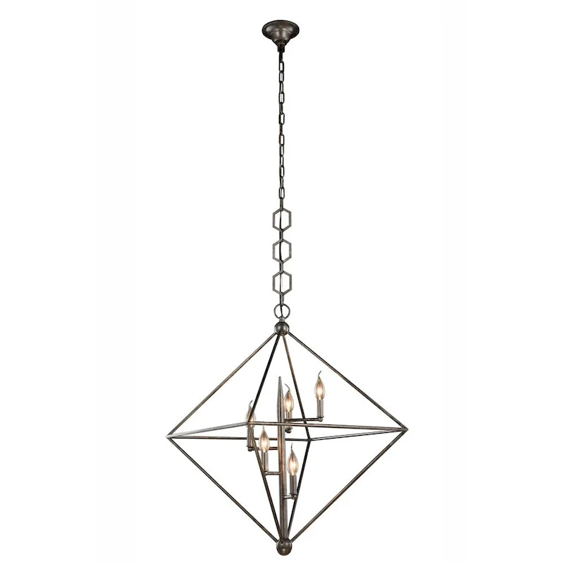 Royce Edge 5-Light Pendant (Aged Iron, Golden Iron, Vintage Silver Leaf)