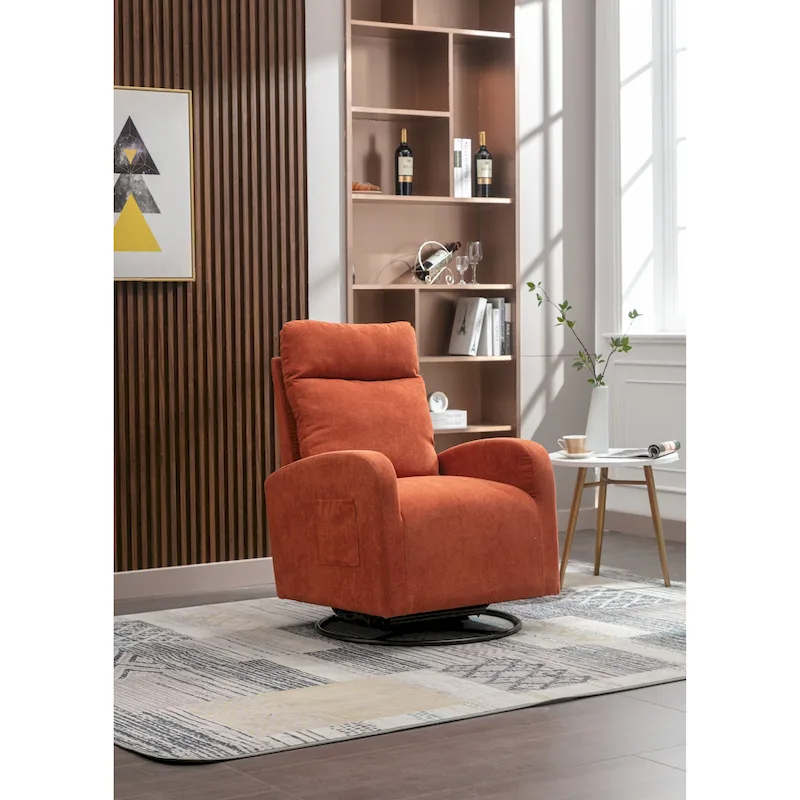 Upholstered Swivel Glider Rocking Chair with 360° Rotation