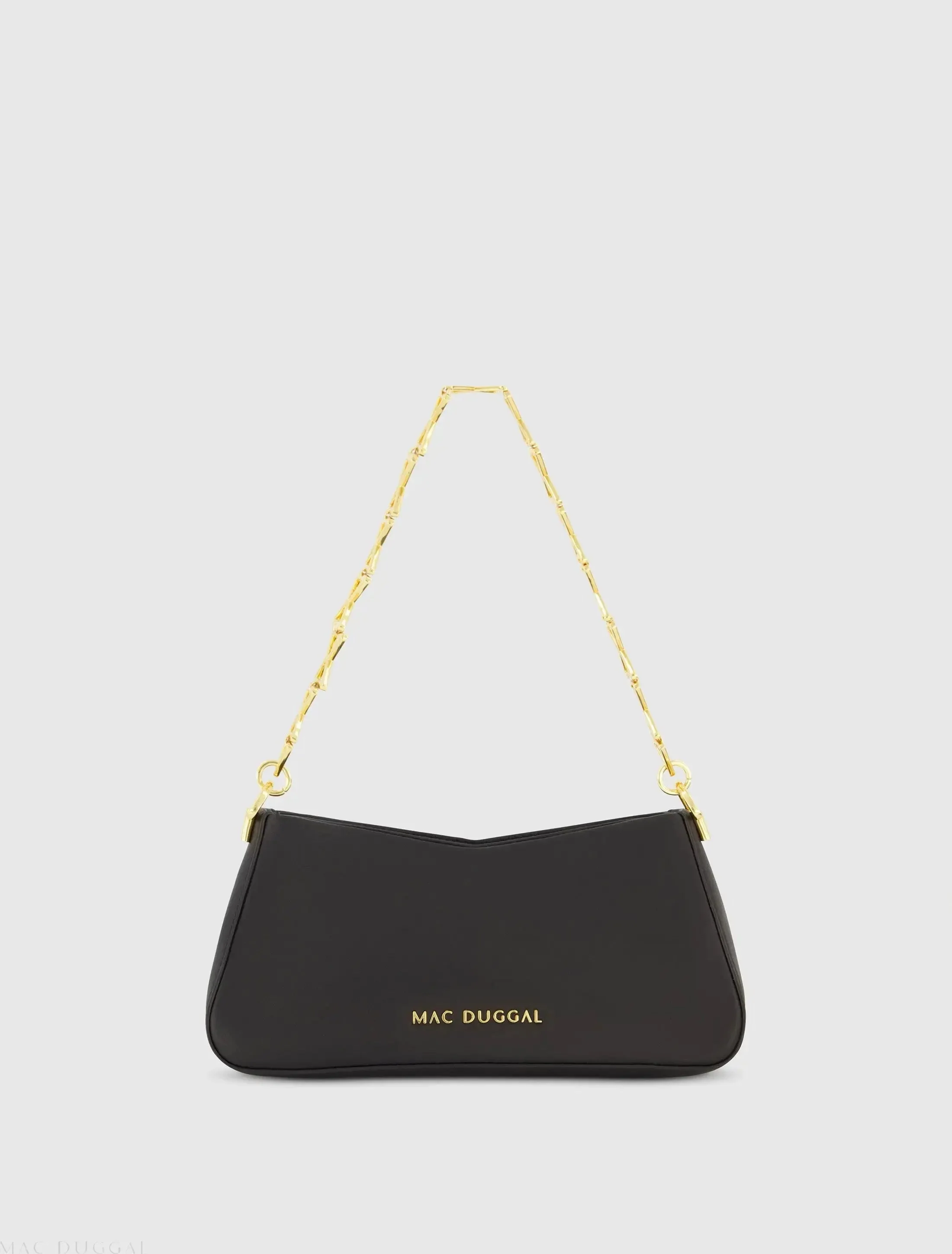 Black Small Gold Strap Nappa Leather Shoulder Bag