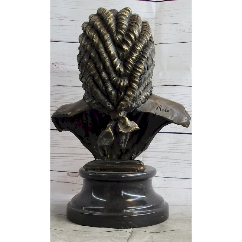 Johann Sebastian Bach Clical Composer Bronze Bust Sculpture Statue On Marble Base