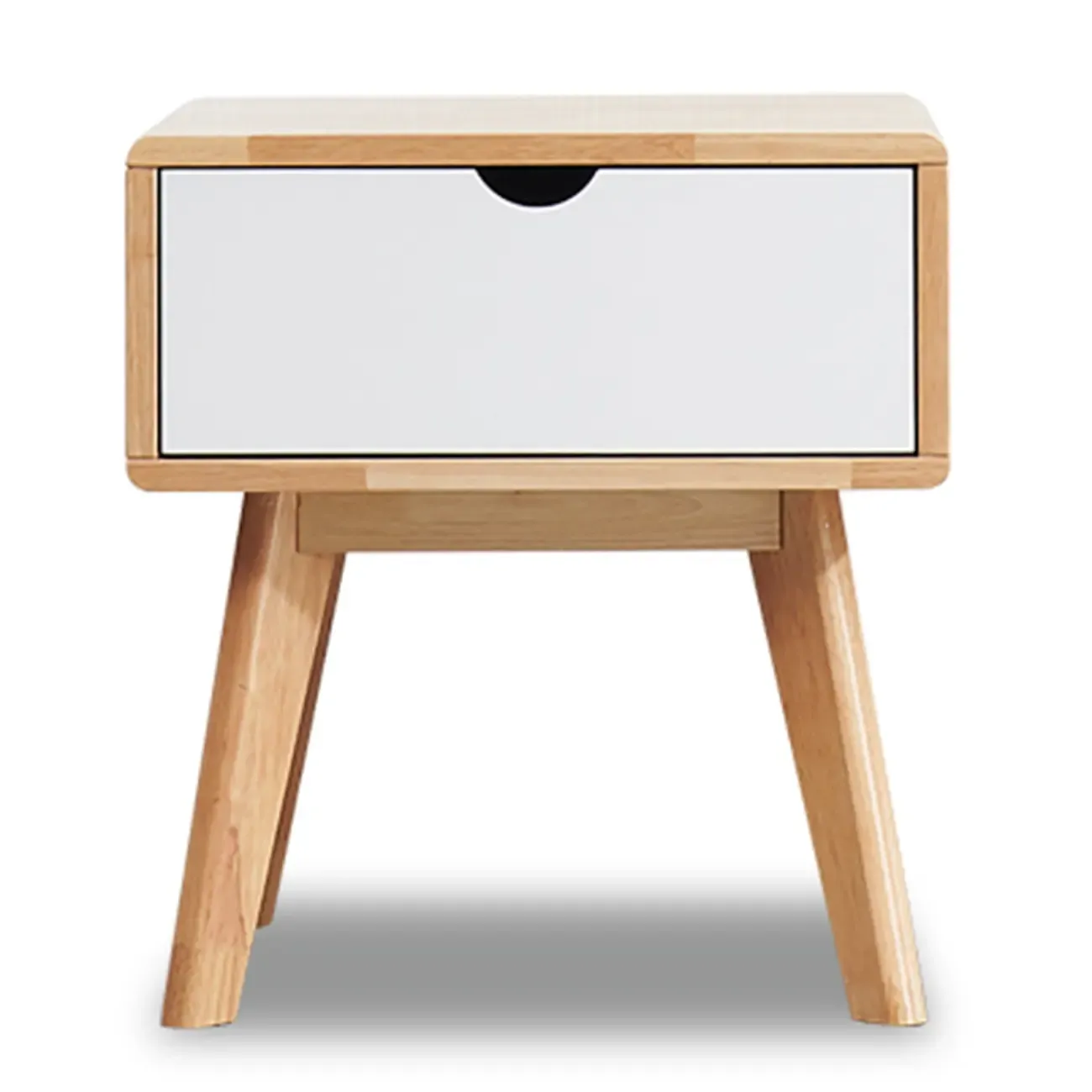 Scandinavian Rubberwood Nightstand with Drawers