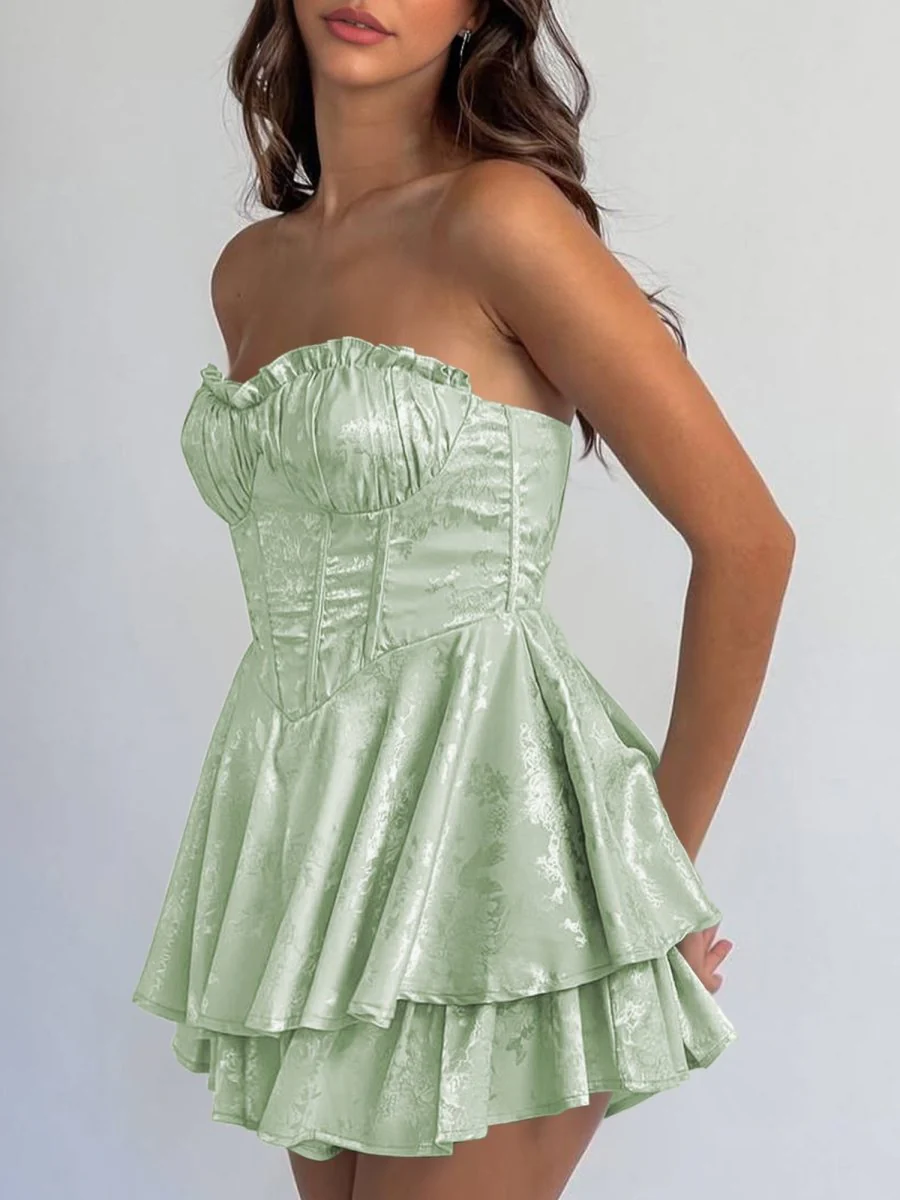 Sage - A Line Sweetheart Corset Ruffles Short Homecoming Dresses