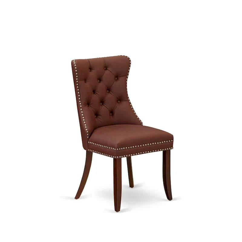 East West Furniture Dinette Set Includes a Round Dining Table and Upholstered Chairs, Mahogany (Pieces Options)