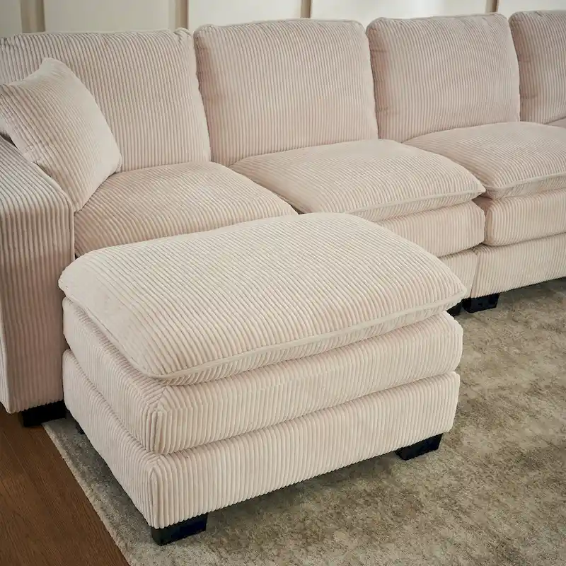 White 118.1 Luxurious U-Shaped 6-Seater Sofa