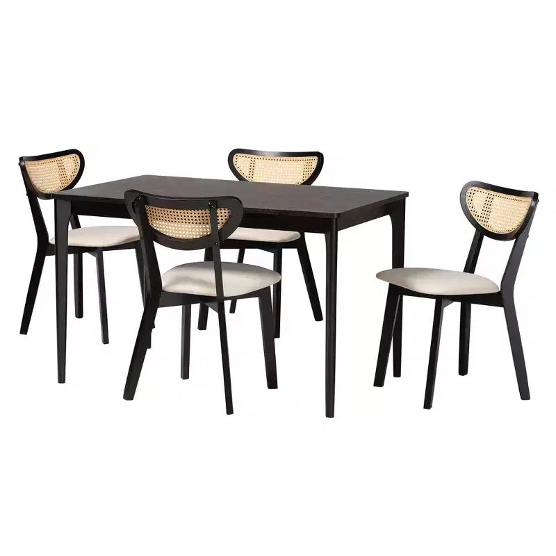 Baxton Studio Dannell Mid-Century Modern Wood 5-Piece Dining Set