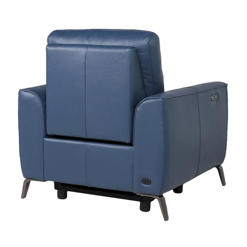 Steve Silver Top Grain Leather Ocean Blue Power Reclining Chair
