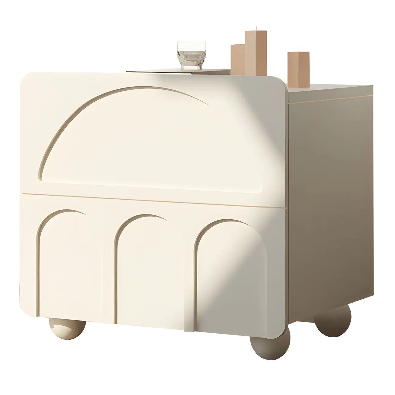 White Modern 2 Drawers Solid Wood Small Nightstand