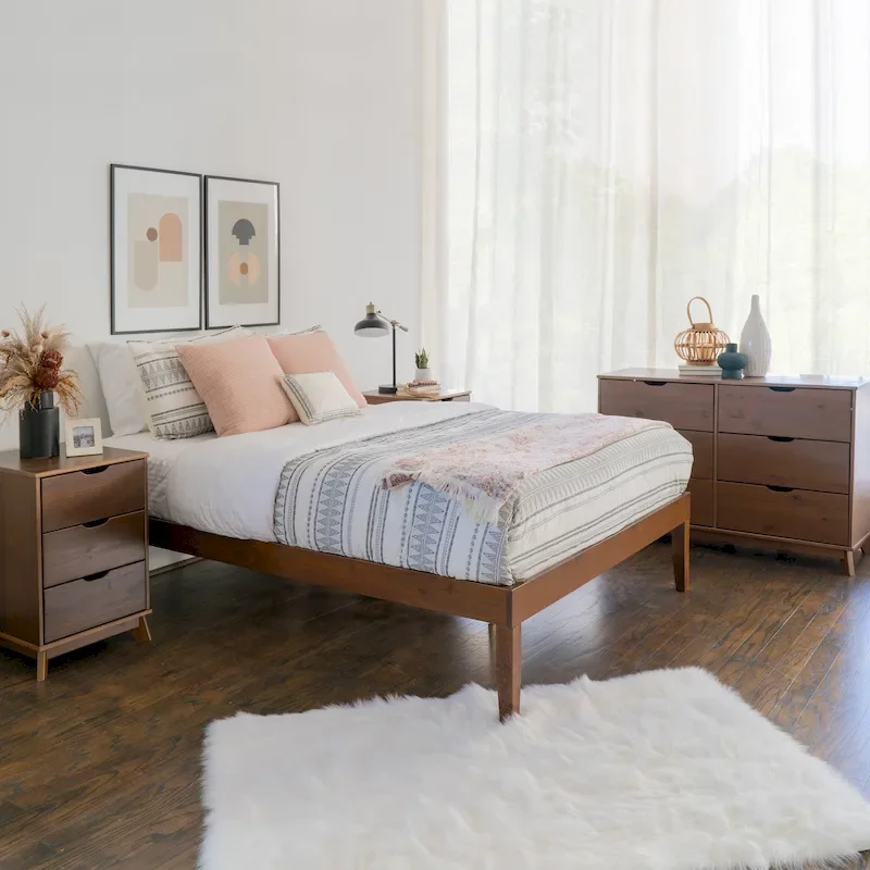 Purcell 4-Piece Bedroom Set with 6-Drawer Dresser and 2 Nightstands