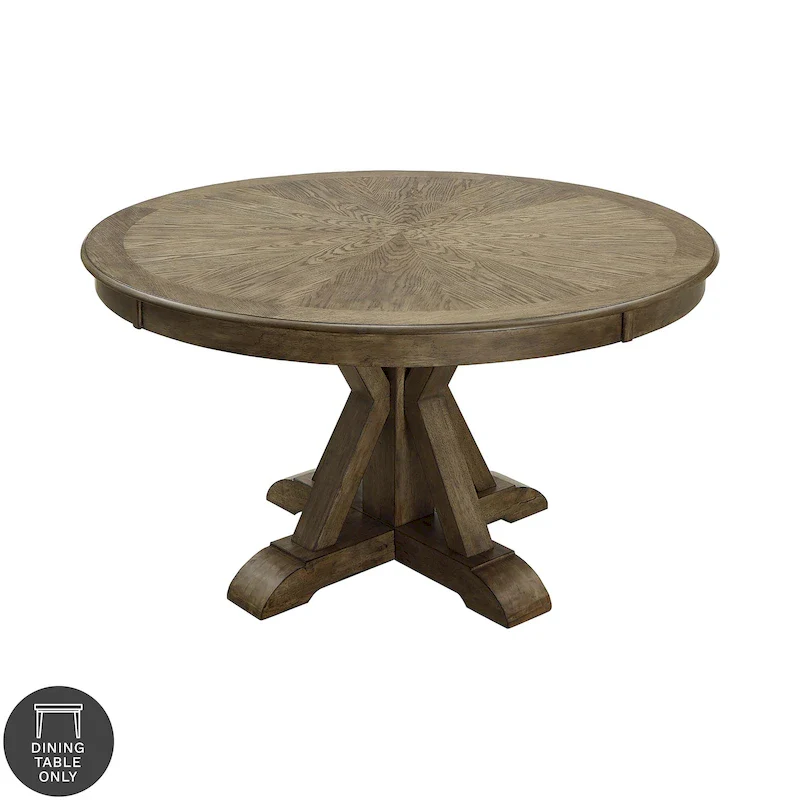 Light Oak Round Pedestal Dining Table, 54 in., Seats 4-6