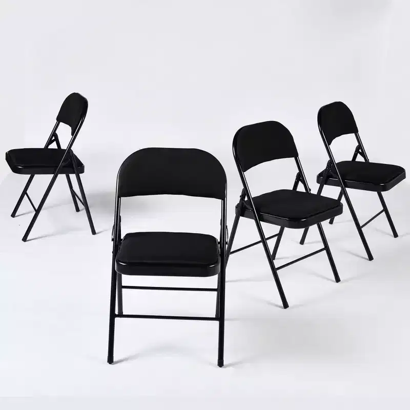 Homy Casa Metal Folding Dining Chairs with Padded Seat and Backrest, Space-Saving Design for Indoor & Outdoor Use, Set of 4, Black