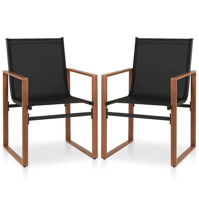 Gymax 2 PCS Outdoor Dining Chairs Patio Furniture Chair w/ Breathable