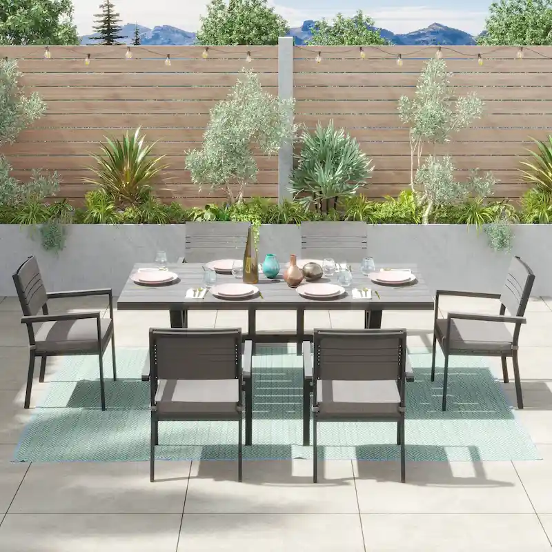 Corvus Orville 7-piece Aluminum Outdoor Dining Set with WPC Table Top