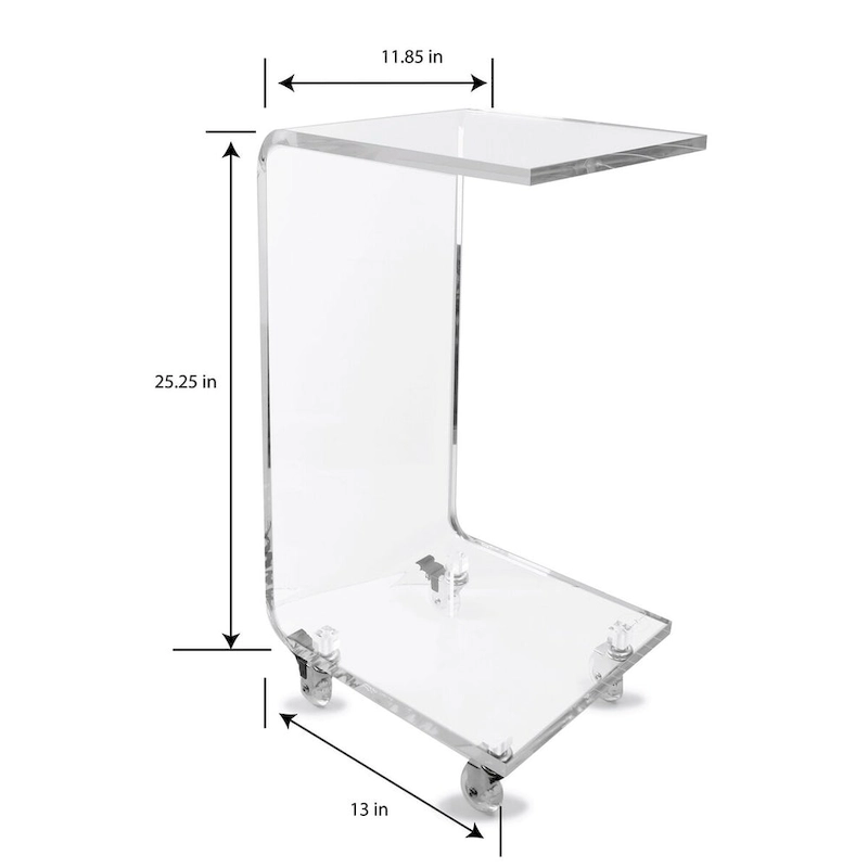 DesignStyles Acrylic C-Table w/Wheels