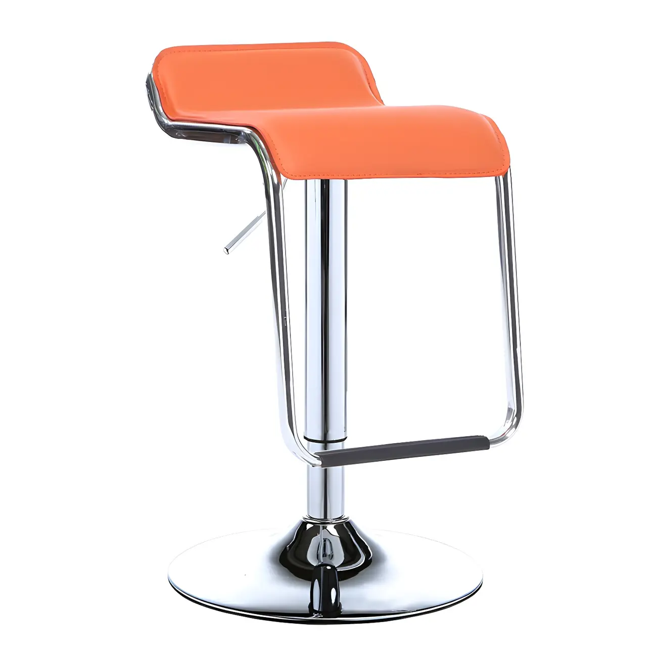 Modern Pedestal Swivel Bar Stool Adjustable Height Low Back Faux Leather