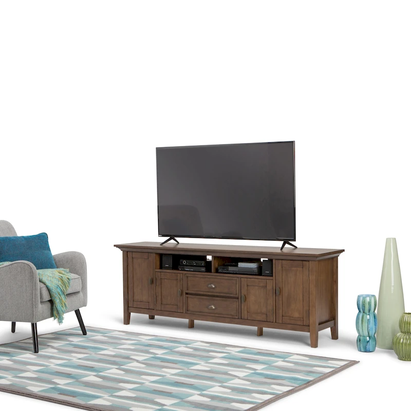 WYNDENHALL Mansfield SOLID WOOD 72 inch Wide Transitional TV Media Stand For TVs up to 80 inches - 72