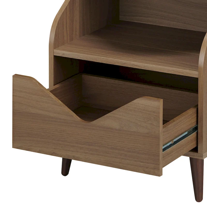 DH BASIC Mid-century Modern 20-inch 1-Shelf and 1-Drawer End Table by Denhour