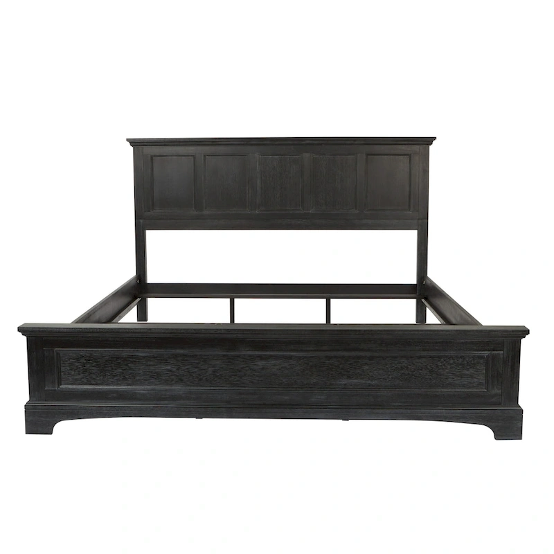 Farmhouse Basics Rustic Black Finish Panel Bed Set