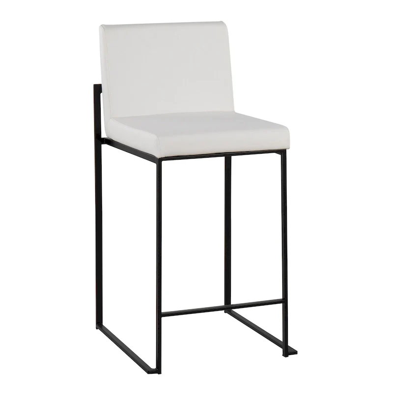 Black/Grey/White High Back Upholstered Counter Stool, Set of 2, 1-Person