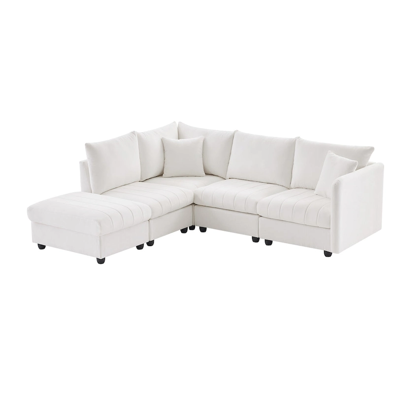 89 Polyester Modular Sectional Sofa with Deep Seat & Ottoman