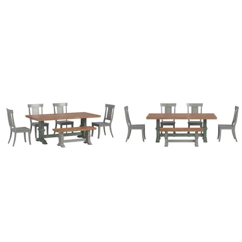 Ronda 78.7 Rectangular Solid Wood Top Dining Set with Panel Back Chairs