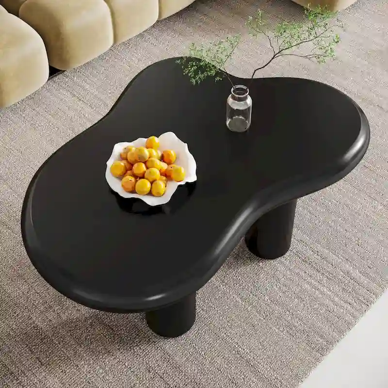 39.4 Inches Cloud-Shaped Engineered Wood Coffee Table with 4 PVC Legs