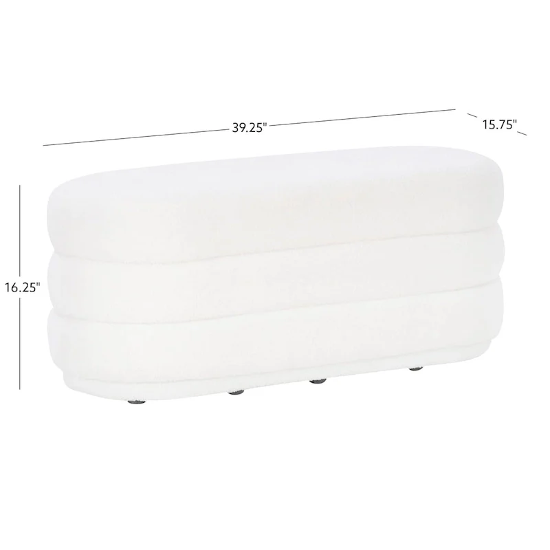 Halley White Oblong Sherpa Ottoman