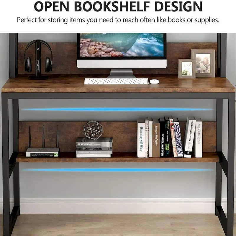 Computer Desk, Home Office Desk Study Desk with Hutch and Shelves