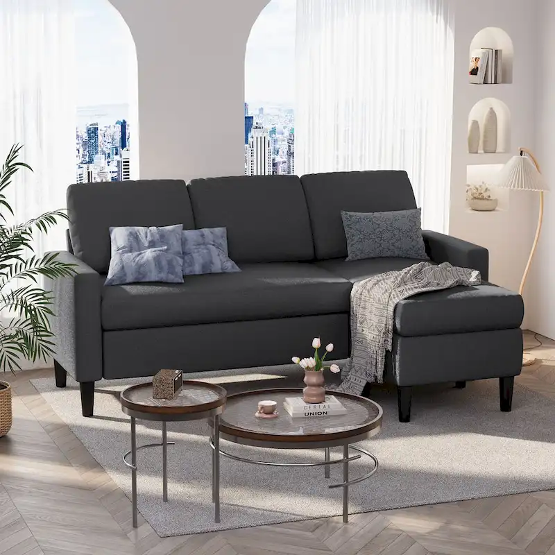 Futzca 74 Convertible Sectional Sofa Couch, Small L-Shaped Sofa
