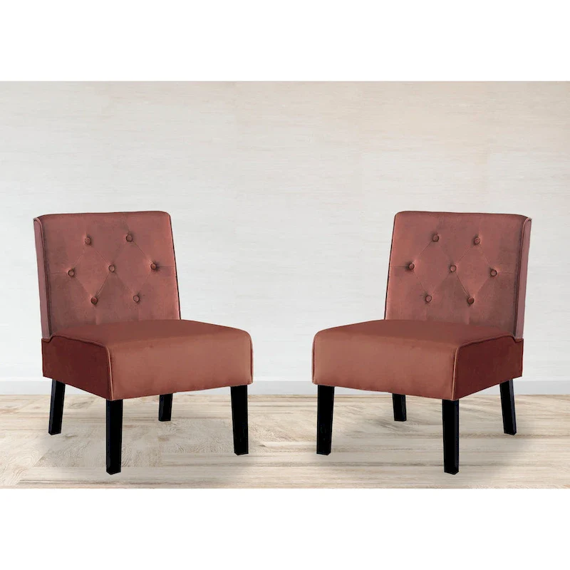 Nixon Velvet Tufted Back Accent Chair Set of 2