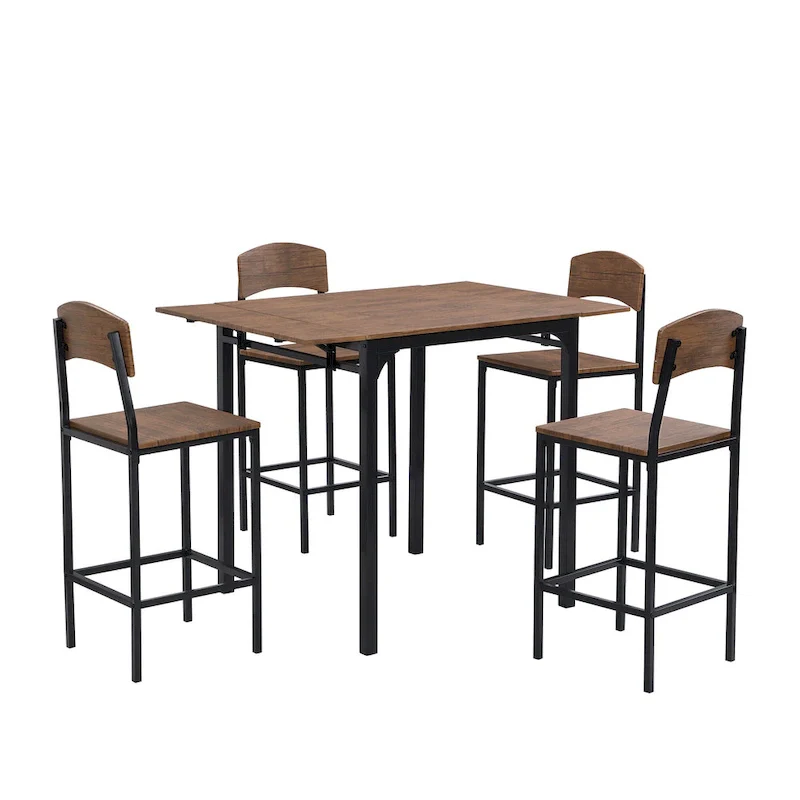 5-Piece Counter Height Dining Set with Drop Leaf Table 39.4