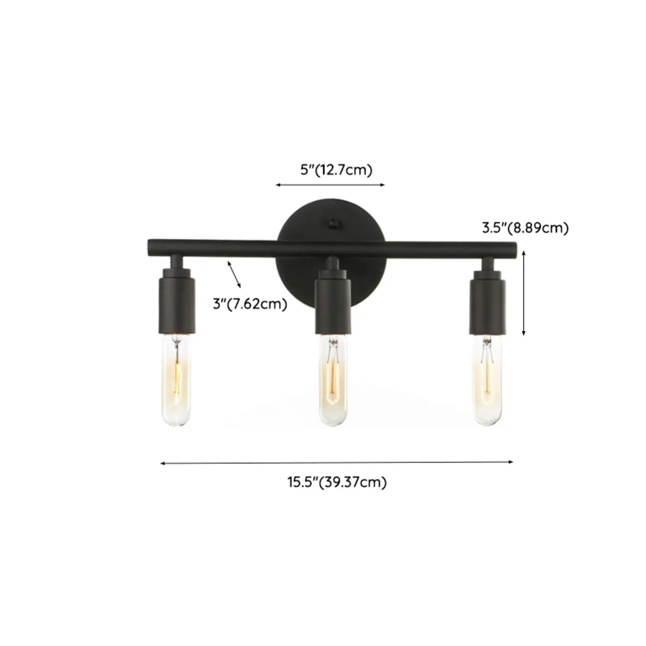 Industrial 3 Black Head Vanity Light with Bulb Shade
