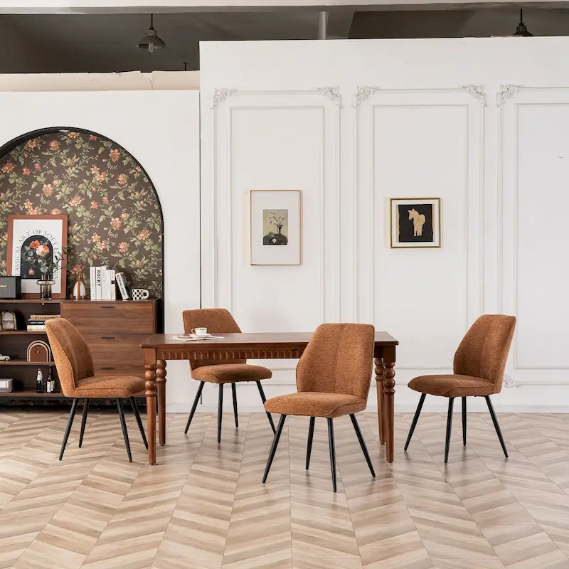 Mid Century Modern Armless Fabric Dining Room Chairs Set of 2