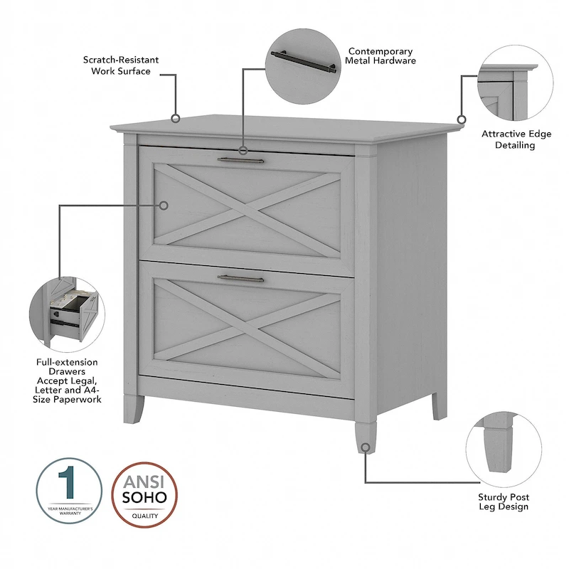 Key West 54W Computer Desk with Cabinet and Bookcase by Bush Furniture