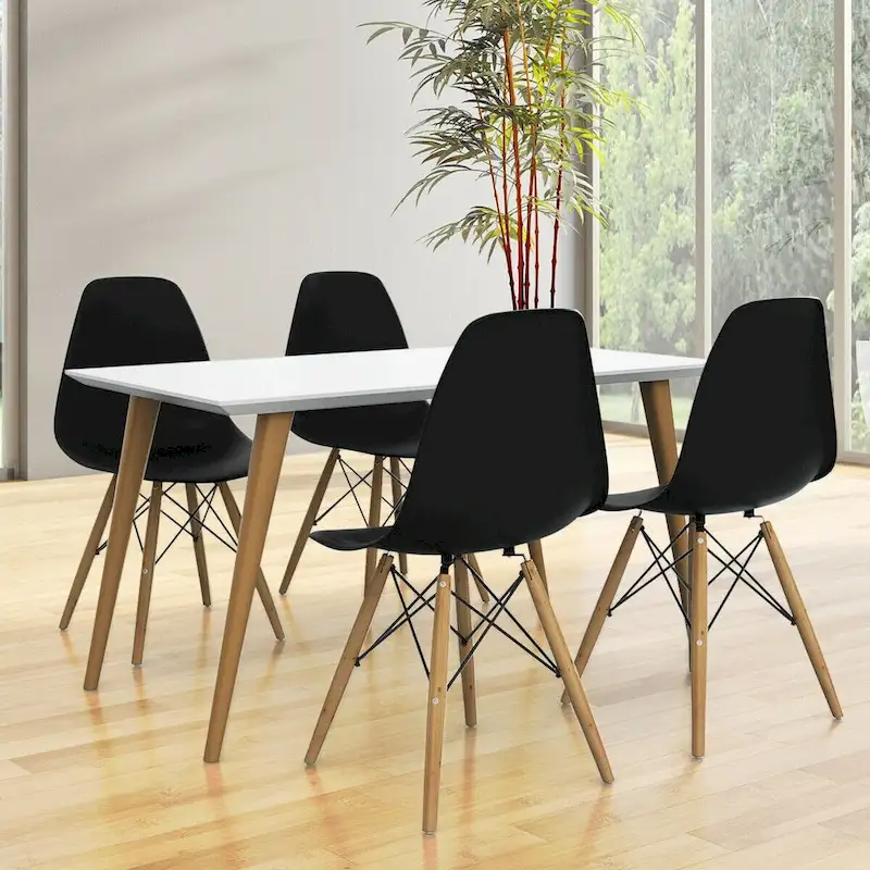 Set of 2 Modern Dining Side Chairs with Wood Legs