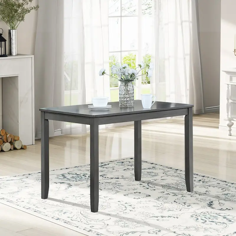 Gray Rectangular Wood Dining Table, Seats 4