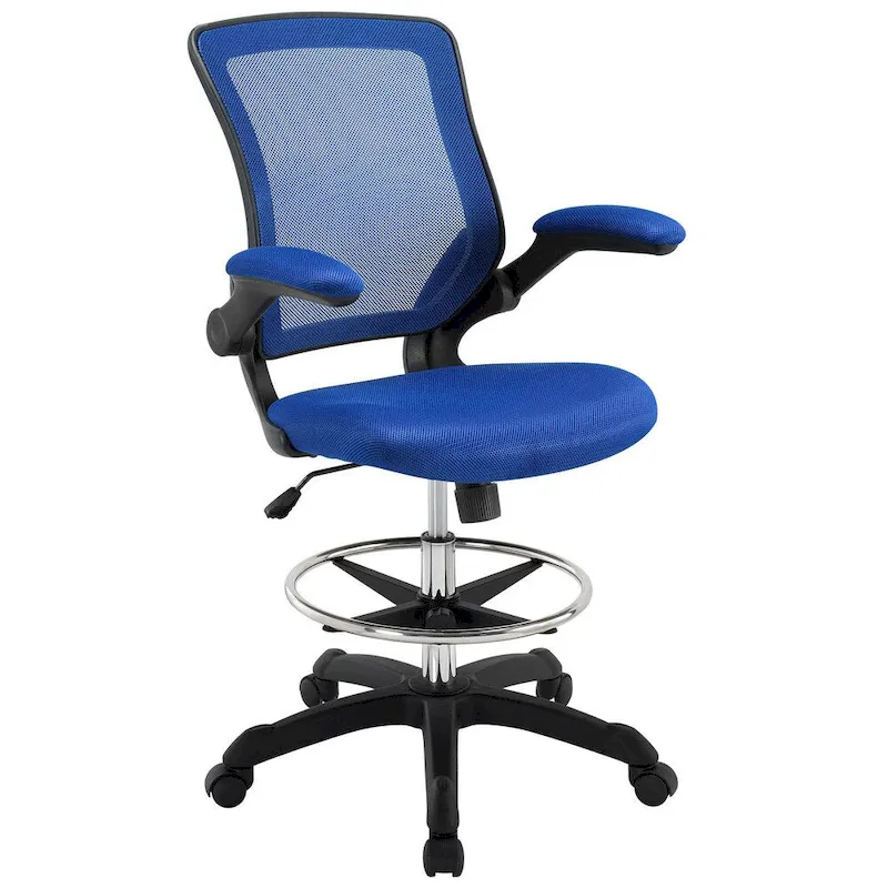 Adjustable Height Drafting Chair with Mesh Back & Rolling Casters